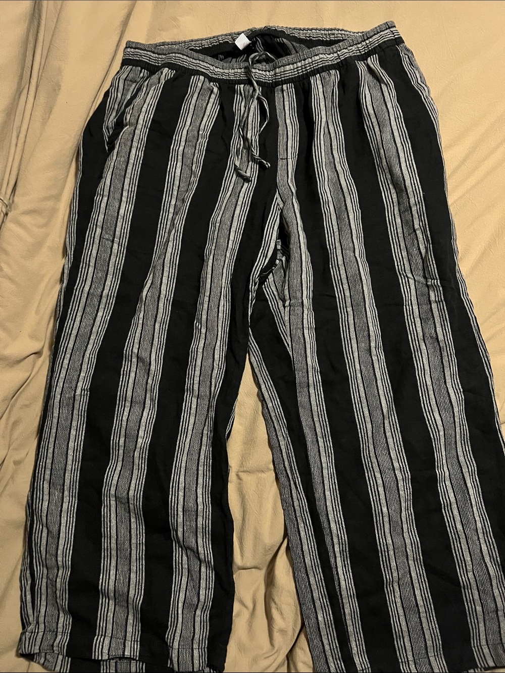 Old Navy Black and Gray Striped Drawstring Joggers